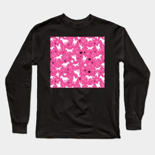 Pink Equestrian Horse Pattern Western Stars Cowgirl Equine Patterns Long Sleeve T-Shirt